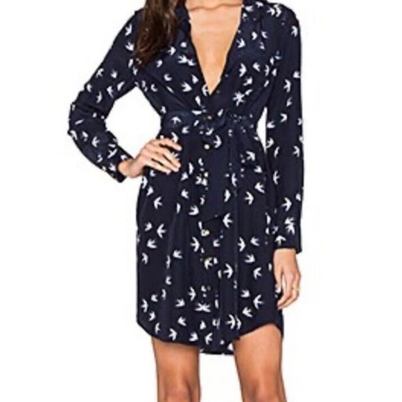 kate spade Dresses & Skirts - kate spade Winter Swallow Navy Wrap Belted Shirt Dress